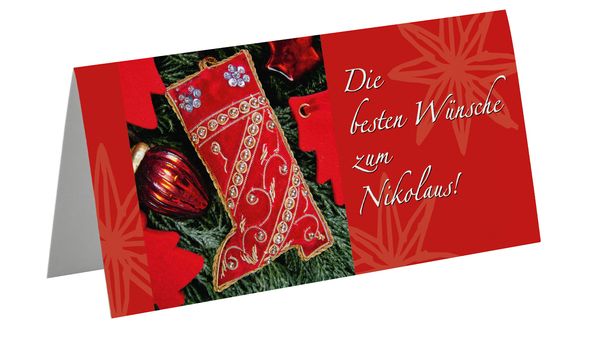 Grußkarte Nikolausstiefel rot