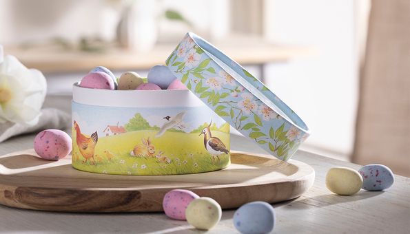Nestdose mit Buttertrüffel-Eiern