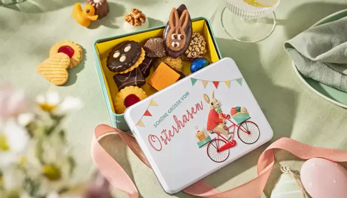 Präsentdose Hase auf dem Rad